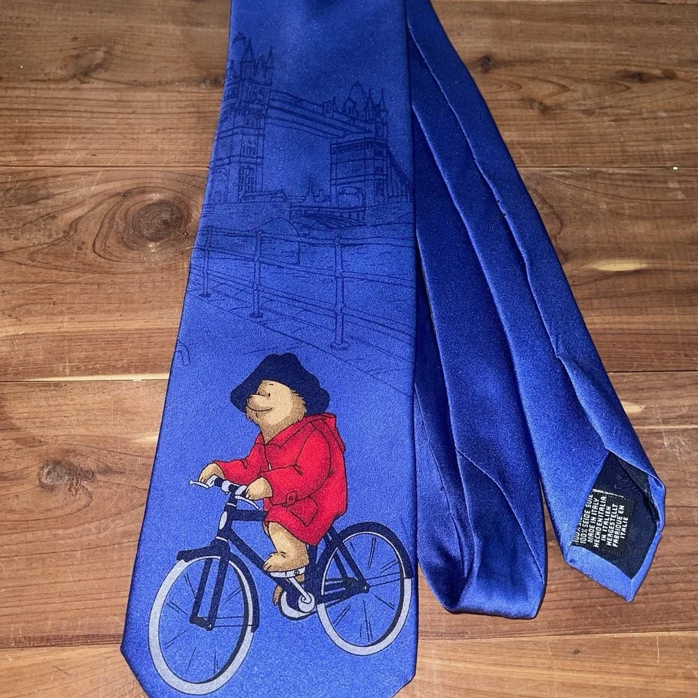 VTG Rare Paddington Bear London Bridge  Silk Tie, Tie Rack Made In Italy